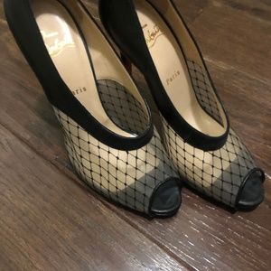 Christian Louboutin Size 10 Black with lace mesh